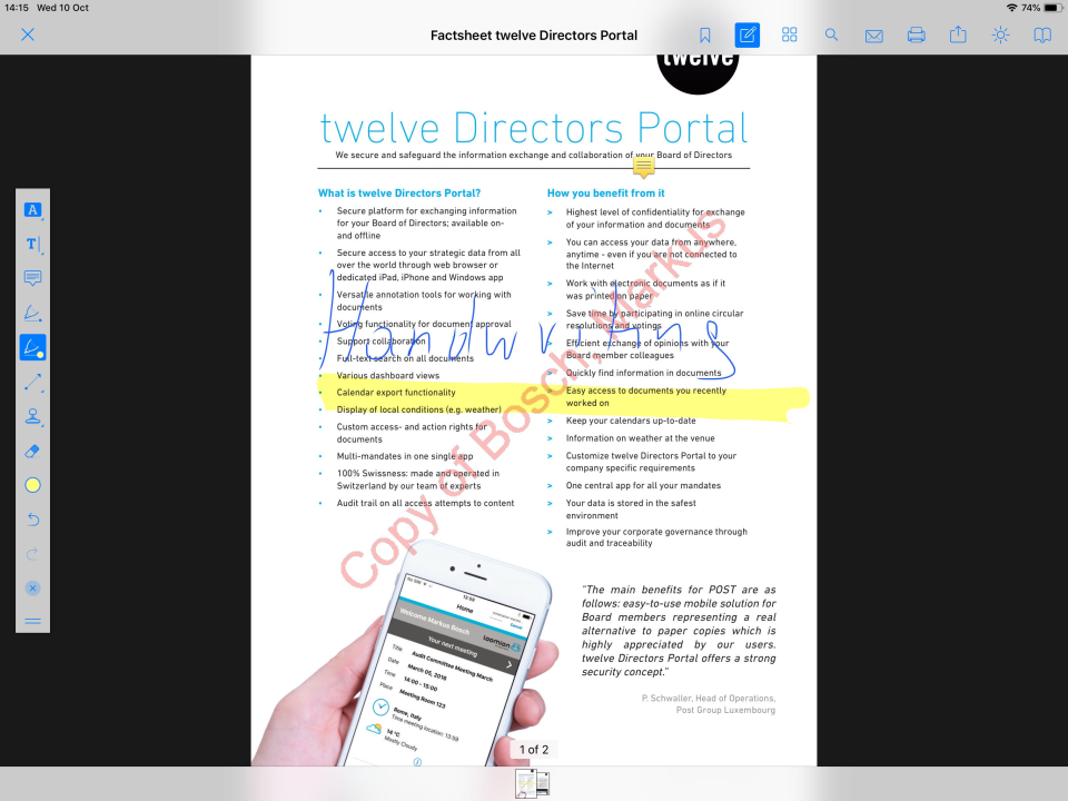 screenshot of Twelve Directors' Portal